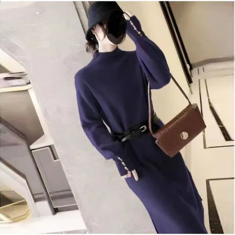 Set Đầm Len Dệt Kim Phối Áo + Chân Váy Midi Đuôi Cá Thời Trang AL112