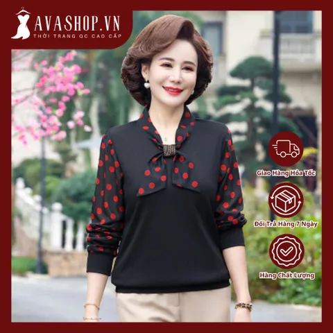 Áo Thun Kiểu Nữ Trung Niên Dài Tay Sang Trọng SM56