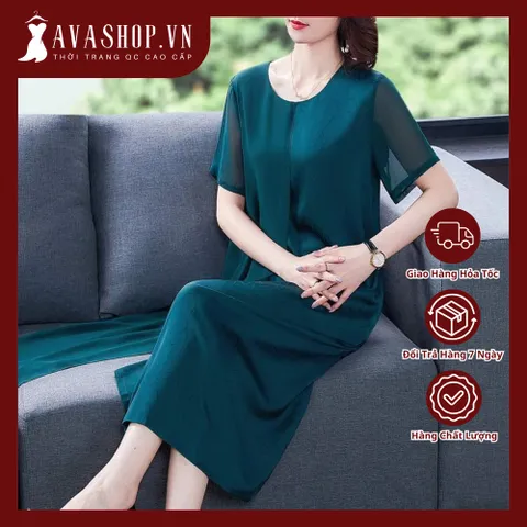 Đầm Lụa Trung Niên Cách Tân Sang Trọng VH53