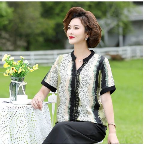 (THANH LÝ) Áo Sơ Mi Trung Niên Sang Trọng Cho Mẹ SM12