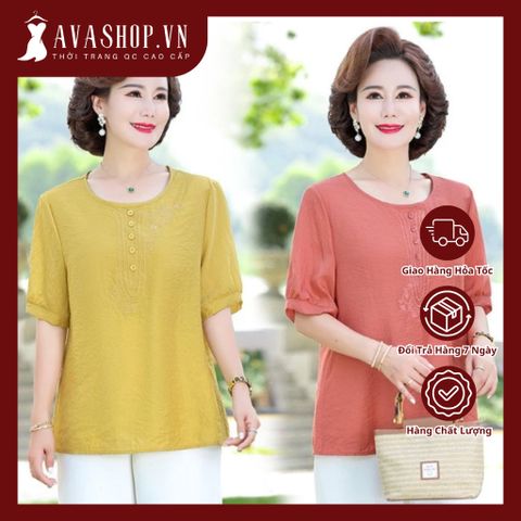 (THANH LÝ) Áo Thun Kiểu Trung Niên Lanh Cottton Mềm Mát SM48