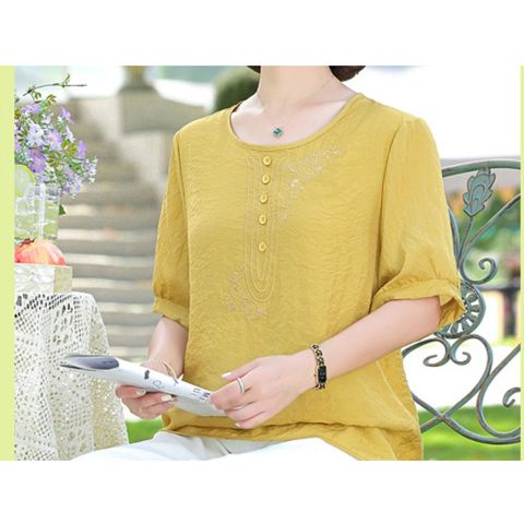 (THANH LÝ) Áo Thun Kiểu Trung Niên Lanh Cottton Mềm Mát SM48