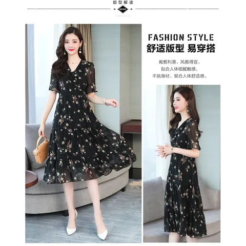 Đầm Voan Hoa Nữ Dáng Xòe Thanh Lịch VH01