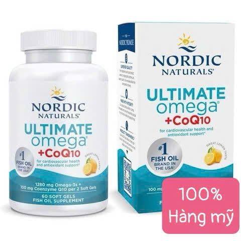 Viên uống Nordic Naturals Ultimate Omega + CoQ10 60 viên - Hỗ trợ sức khỏe tim mạch và năng lượng cơ thể, Omega 3 EPA DHA.