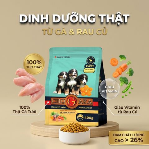 Combo 3 Túi Chogaka PUPPY - Vị Gà, Trứng & Rau Củ 26% đạm