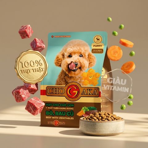 Combo 3 Túi Chogaka PUPPY - Vị Bò & Rau Củ 28% Đạm