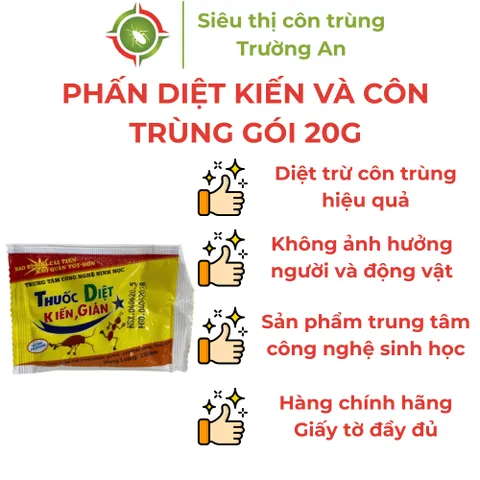 Phấn diệt kiến và côn trùng sinh học sản phẩm TRUNG TÂM CÔNG NGHỆ SINH HỌC gói 20g