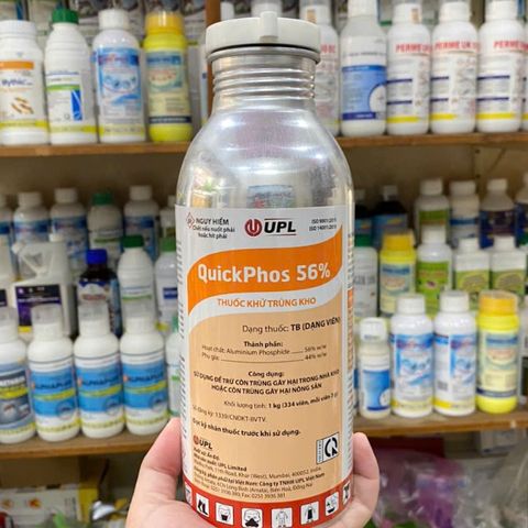 Thuốc xông mọt nông sản QUICKPHOS 56% tiêu diệt mọt gạo, lúa, thóc xuất xứ Ấn Độ chai 334 viên 3g