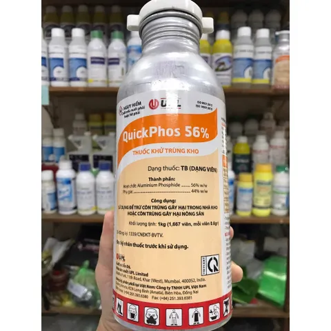 Thuốc xông mọt nông sản QUICKPHOS 56% tiêu diệt mọt gạo, lúa, thóc xuất xứ Ấn Độ chai 1667 viên 0.6g