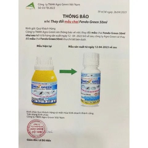 Thuốc diệt rệp giường FENDO GREEN 100 SC phụ gia từ vương quốc Bỉ xuất xứ Việt Nam chai 50ml