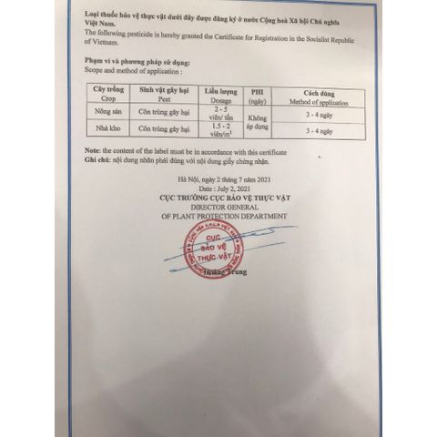 Thuốc xông mọt nông sản QUICKPHOS 56% tiêu diệt mọt gạo, lúa, thóc xuất xứ Ấn Độ lon 16 tuýp 20 viên