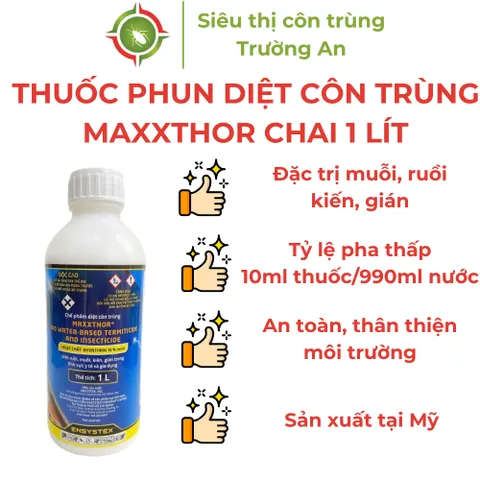 Thuốc diệt côn trùng MAXXTHOR diệt ruồi muỗi kiến gián trong gia dụng sản xuất tại Mỹ chai 1 lít