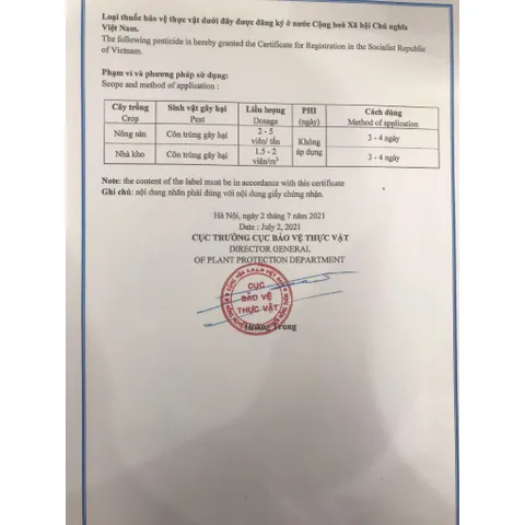 Thuốc xông mọt nông sản QUICKPHOS 56% tiêu diệt mọt gạo, lúa, thóc xuất xứ Ấn Độ dạng tuýp 20 viên
