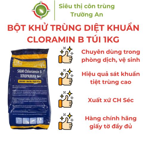 Bột khử trùng diệt khuẩn CLORAMIN B vệ sinh nhà cửa chuồng trại phòng dịch xuất xứ CH Séc túi 1kg