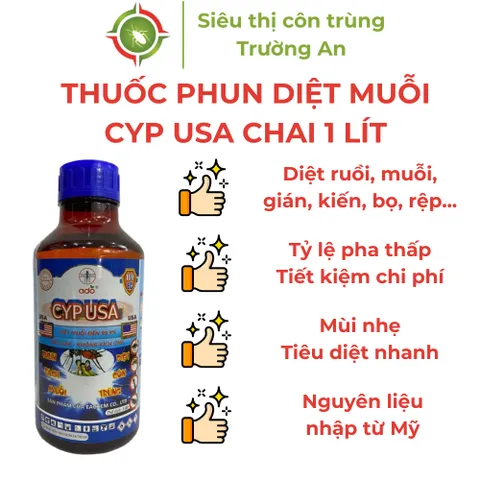 Thuốc phun diệt muỗi, côn trùng CYP USA tồn lưu lâu không ảnh hưởng môi trường chai 1 lít