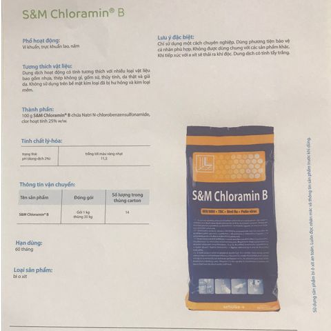 Bột khử trùng diệt khuẩn CLORAMIN B vệ sinh nhà cửa chuồng trại phòng dịch xuất xứ CH Séc túi 1kg