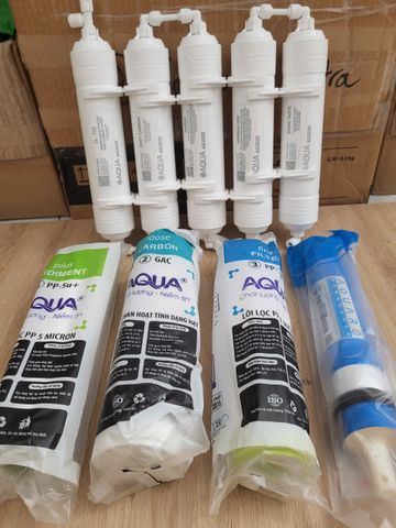 Bộ 9 Lõi Lọc Nước AQUA RO - Lõi PP5, OCB-GAC, PP1 và Màng RO - Lõi Chức Năng Thay Thế, Nước Uống Tinh Khiết, Tiêu Diệt Vi Khuẩn
