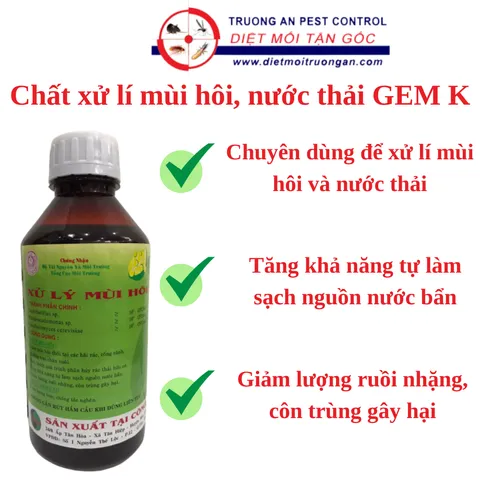 Thuốc xử lí mùi hôi, nước thải GEM K, chuyên xử lí cống rãnh gia đình, chuồng trại, xuất xứ Việt Nam, chai 1 lít 769385
