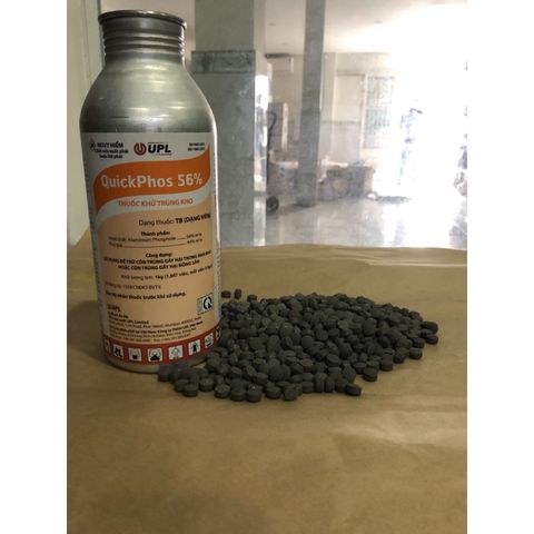 Thuốc xông mọt nông sản Quickphos 56%, diệt tất cả sâu mọt nông sản, dạng viên nhỏ 0.6 g, chai 1kg, gồm 1.667 viên 769387