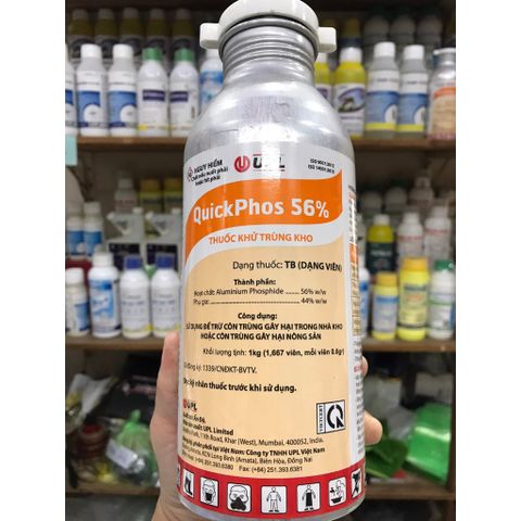 Thuốc xông mọt nông sản Quickphos 56%, diệt tất cả sâu mọt nông sản, dạng viên nhỏ 0.6 g, chai 1kg, gồm 1.667 viên 769387