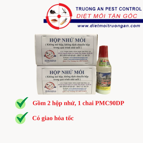 Combo diệt mối tận gốc tự làm gồm 1 chai PMC90DP và 2 hộp nhử mối