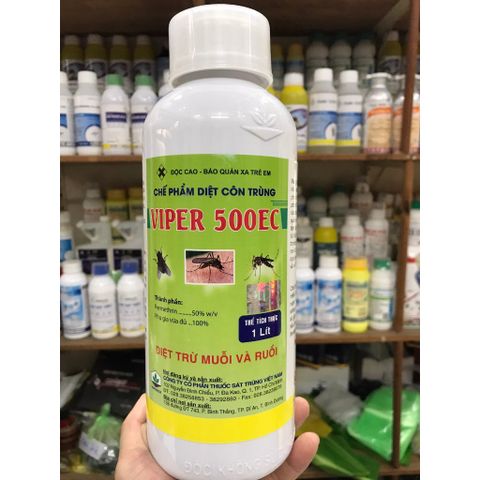 Chế phẩm diệt côn trùng Viper 500EC, đặc biệt diệt trừ Ruồi và Muỗi, hiệu quả cực cao, được Bộ Y Tế cấp phép (Chai 1 lít) - Sản phẩm của Công ty cổ phần sát trùng Việt Nam. 769394