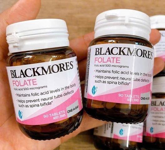 Viên uống Bổ Sung Acid Folic [Vitamin B9] Blackmores Folate 500 mcg 90 viên - Hỗ Trợ Sức Khoẻ Sinh Sản cho Phụ Nữ Mang Thai - S/P Chuẩn Úc