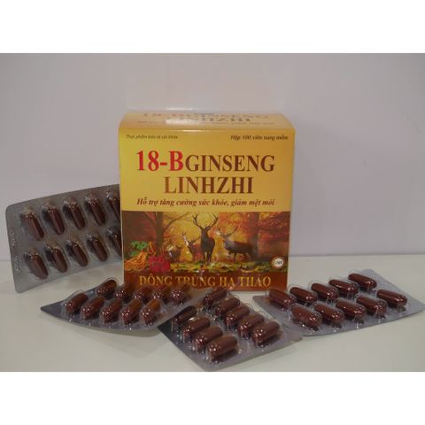 Viên Uống 18B Gingseng Linhzhi Chiết Xuất Đông Trùng Hạ Thảo Hỗ Trợ Tăng Cường Sức Khỏe- Hộp 100 Viên