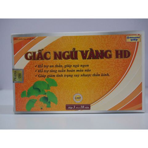 Viên Uống Hỗ Trợ Giấc Ngủ Vàng HD- Hộp 30 Viên