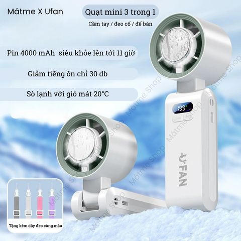 [Mátme X UFAN] Quạt Mini Trắng – Làm Mát Nhanh Với Sò Lạnh, 199 Chế Độ Gió Gập Gọn JF137