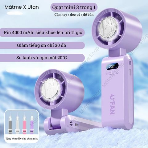 [Mátme Shop X UFAN] Quạt Di Động Công Nghệ Sò Lạnh – , Gập Gọn, Siêu Nhiều Cấp Gió Màu Tím JF137
