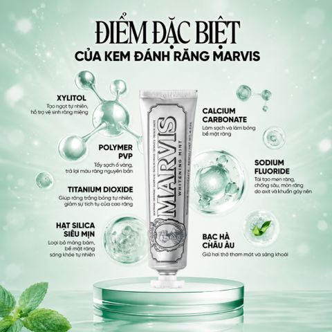 Kem Đánh Răng Marvis – kem đánh răng giúp hơi thở thơm mát, hỗ trợ trắng răng, sạch miệng, ngừa mảng bám