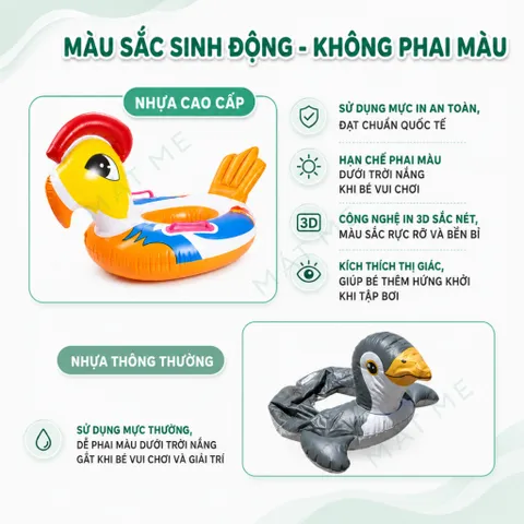 Phao Bơi Trẻ Em Hình Thú Dễ Thương, Phao Bơi Trẻ Em Chống Lật Xỏ Chân An Toàn