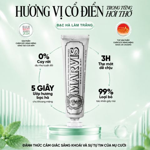 Kem Đánh Răng Marvis – kem đánh răng giúp hơi thở thơm mát, hỗ trợ trắng răng, sạch miệng, ngừa mảng bám