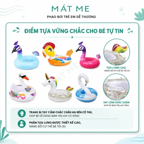 Phao Bơi Trẻ Em Hình Thú Dễ Thương, Phao Bơi Trẻ Em Chống Lật Xỏ Chân An Toàn