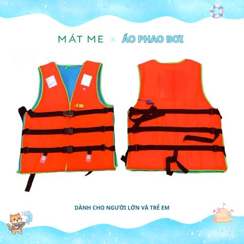 Áo phao cứu sinh người lớn & trẻ em, áo phao bơi nổi, dây khóa an toàn điều chỉnh đủ các size