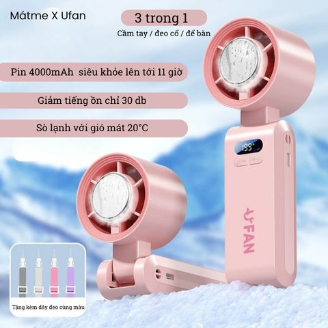 [Mátme Shop X UFAN] Quạt Cầm Tay Mini JF137 màu Hồng Gập Gọn, Làm Mát Sâu Bằng Sò Lạnh, 199 Cấp Gió