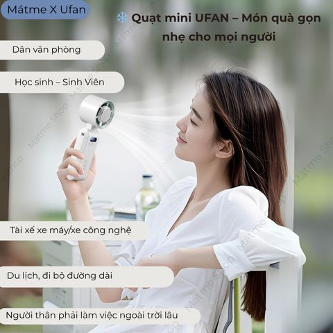 [Mátme Shop X UFAN] Quạt Cầm Tay Mini JF137 màu Hồng Gập Gọn, Làm Mát Sâu Bằng Sò Lạnh, 199 Cấp Gió