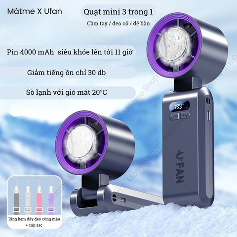 [Mátme Shop X UFAN] Quạt Cầm Tay Mini JF137 màu Đen Gập Gọn, Làm Mát Sâu Bằng Sò Lạnh, 199 Cấp Gió