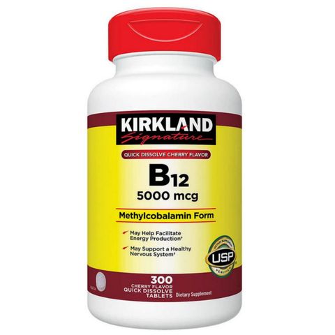 Viên ngậm Vitamin B12 Hương vị Cherry Kirkland Signature B12 5000 mcg - 300 viên - Hỗ Trợ Năng Lượng/Sức Khỏe Tinh Thần- Giảm Stress - S/P Chuẩn Mỹ