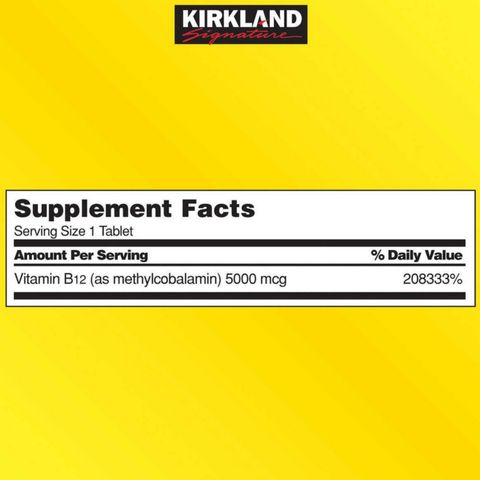 Viên ngậm Vitamin B12 Hương vị Cherry Kirkland Signature B12 5000 mcg - 300 viên - Hỗ Trợ Năng Lượng/Sức Khỏe Tinh Thần- Giảm Stress - S/P Chuẩn Mỹ