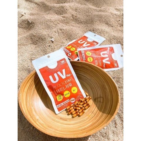 UV Plus+ Block100 Viên Uống Chống Nắng Nhật Bản, vệ da toàn diện hơn ở những vùng da khó bôi kem, giúp bảo vệ tất cả các bộ phận trên cơ thể