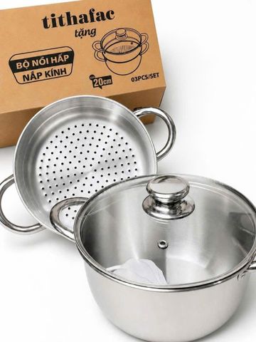 Nồi Hấp 2 Tầng Inox Cao cấp Tithafac 20cm