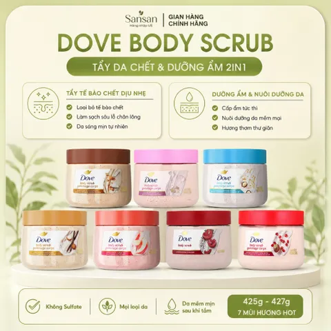 Dove Body Scrub 425g Tẩy Tế Bào Chết Toàn Thân Dưỡng Ẩm Mịn Da Nhiều Mùi