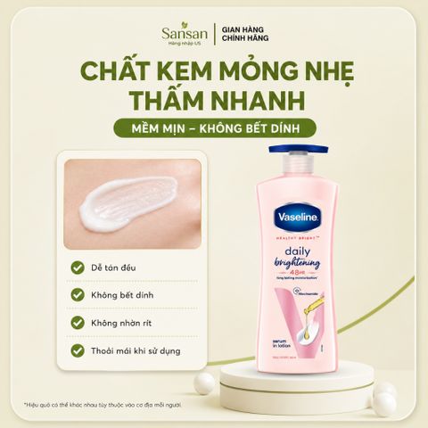 Sữa Dưỡng Thể Vaseline Healthy Bright Daily Brightening 725ml Dưỡng Ẩm Sáng Da, Thấm Nhanh Không Nhờn Rít