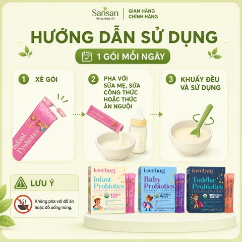 Men Vi Sinh Lovebug Probiotics Cho Trẻ Sơ Sinh & Trẻ Nhỏ – Hữu Cơ USDA | Hỗ Trợ Tiêu Hóa & Miễn Dịch