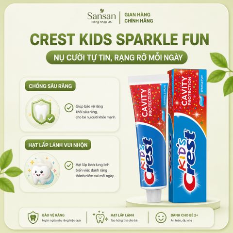 Kem Đánh Răng Trẻ Em Crest Kids Chống Sâu Răng Color Changing /Sparkle Fun Cho Bé Từ 2 tuổi