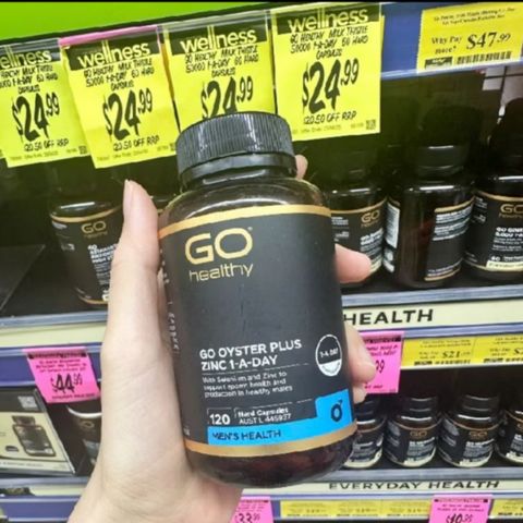 Viên uống Tinh Chất Hàu Go Healthy Go Oyster Plus Zinc 1-A-Day 120 viên [Hàu Úc] - S/P Chuẩn Úc