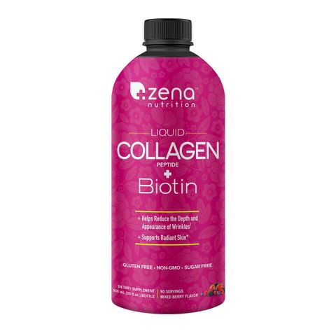 Zena Liquid Collagen + Biotin - Khắc phục chuyên sâu nếp nhăn và làm da căng mịn, giúp tóc và móng dày bóng hơn, sản xuất tại Mỹ