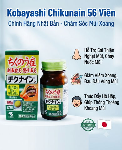 Viên Uống Kobayashi Chikunain 56 Viên Nhật Bản Chính Hãng | Hỗ Trợ Cải Thiện Nghẹt Mũi, Chảy Nước Mũi & Chăm Sóc Mũi Xoang
